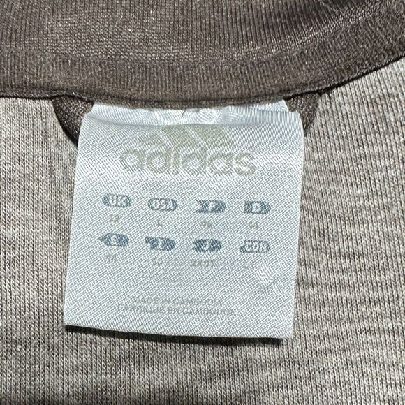 Adidas Retro Track Jacket Brown White Stripes Women’s Size L Spellout - Picture 3 of 11